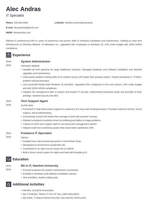 How To Write A Technical Cv Skills Examples Template
