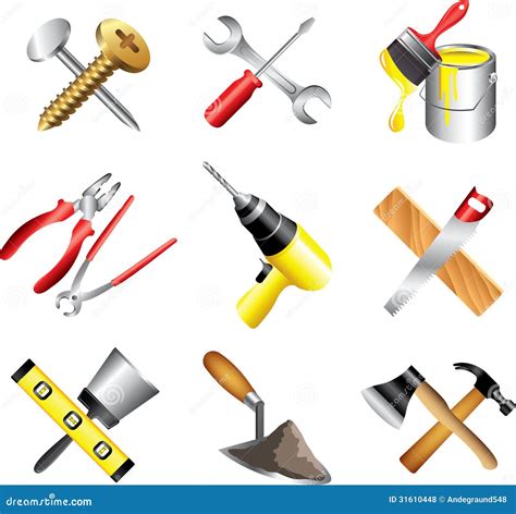 Construction Tools Icons Detailed Set Royalty Free Stock Photos Image