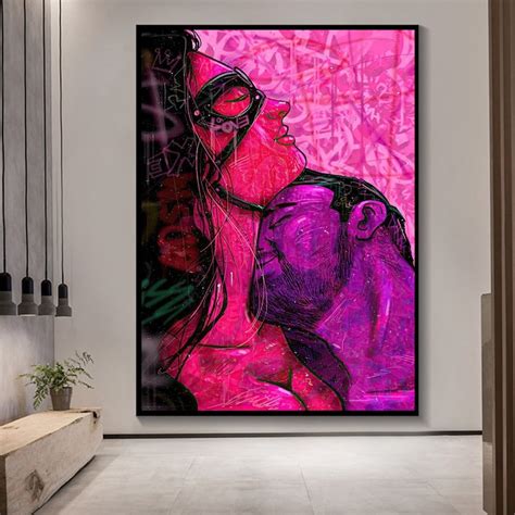 Sexy Poster Nude Lovers Canvas Paintings Abstract Body Sex Etsy