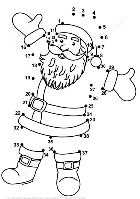Happy Santa Claus Dot To Dots Färbung Seite Kostenlose Druckbare Malvorlagen Für Kinder