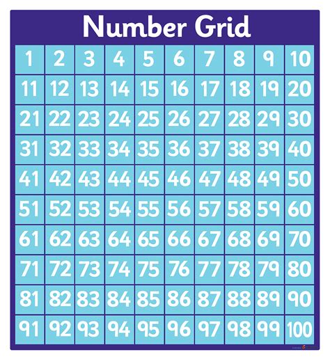 Math Number Grid Printable Number Grid Printable Numb