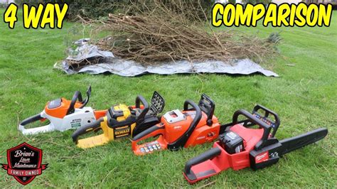 Begin by sharpening the shortest or dullest cutter. 4 Way BATTERY Chainsaw Comparison Which Has The Better Cut And Torque? - YouTube