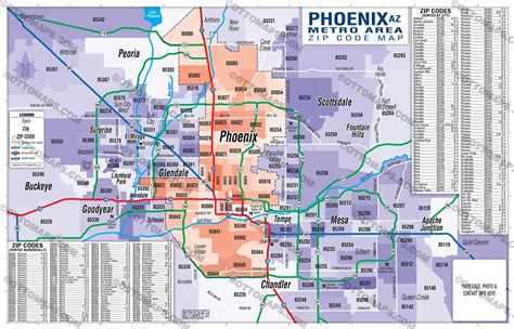 Phoenix Metro Area Zip Code Map Cities Colorized Otto Maps