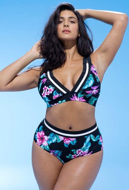 Female Plus Size 2xl 5xl Swimsuit 2018 Sexy Big Size Print Floral High