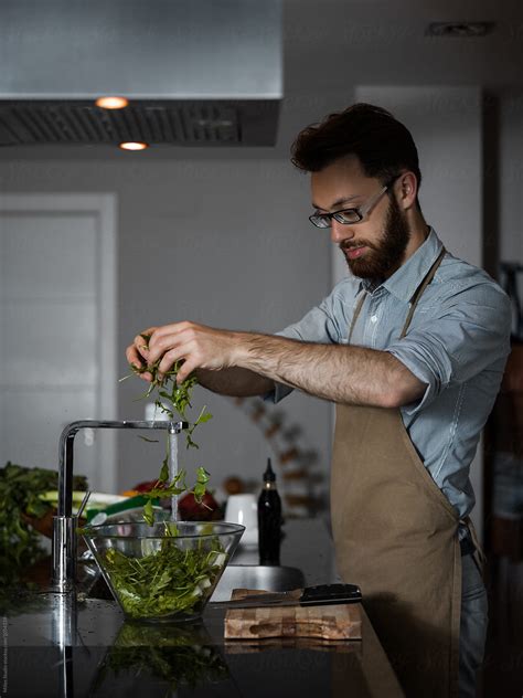 Man Cooking Salad By Stocksy Contributor Milles Studio Stocksy