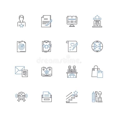 Labeling Line Icons Collection Sorting Identifying Categorizing Marking Naming Classifying