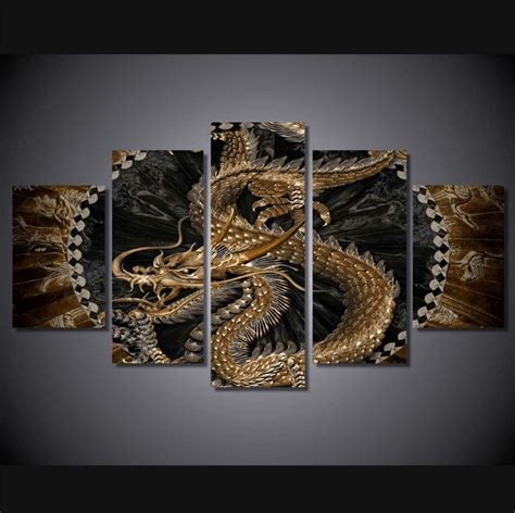 Style Your Home Today With This Amazing 5 Panel Dragon Art Framed Wall