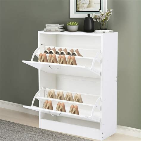 Otviap Two Layer Rotating Shoes Cabinet Shoes Rack Entryway Stand Table