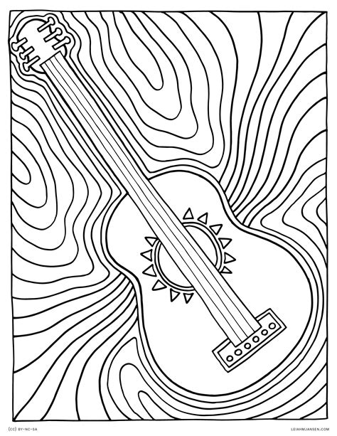 Free Guitar Coloring Page - Acoustic Guitar Coloring Pages at