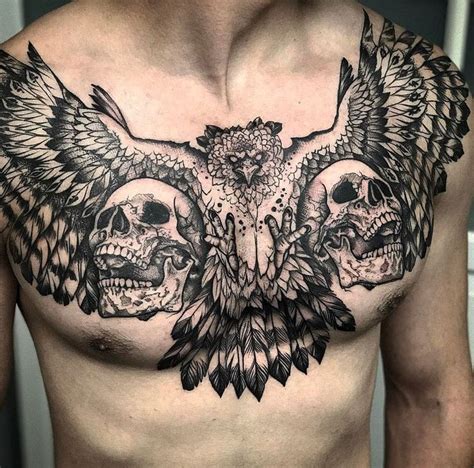 Harpy Eagle And Skulls Tattoo Harpy Eagle Chest Piece