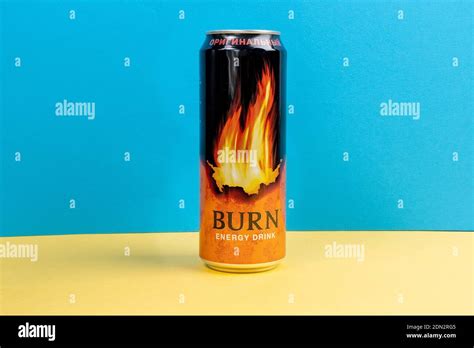 Tyumen Russia December 10 2020 Can Of Burn Energy Drink Original