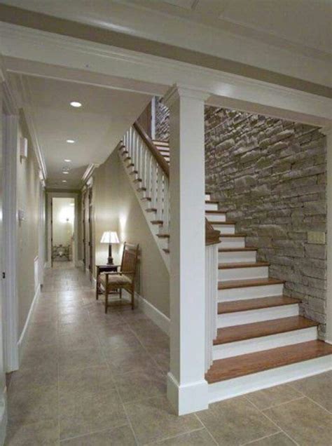 Stone Accent Wall On Staircase Basement Staircase Staircase Design