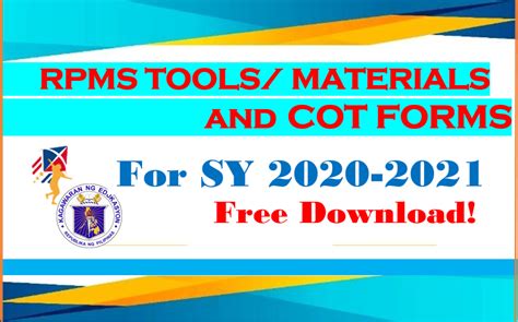 Rpms Materialstools And Cot Forms For Free Download Sy 2020 2021