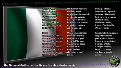 Italy National Anthem Il Canto Degli Italiani Instrumental With Lyrics