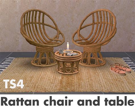 Riekus13 — Recolors Of Sandysats Rattan Chair And Table Sims 4