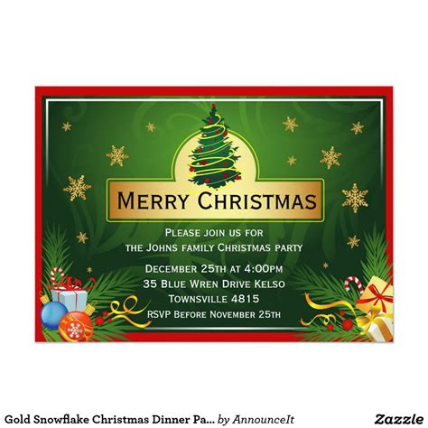 A type of party or formal dinner. Christmas Invitation Dinner or Company Party | Zazzle.com ...