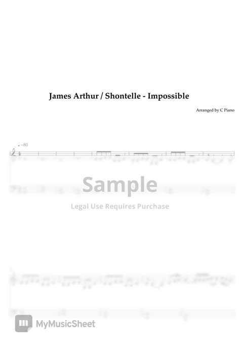 James Arthur Shontelle Impossible Easy Version By C Music Sheet