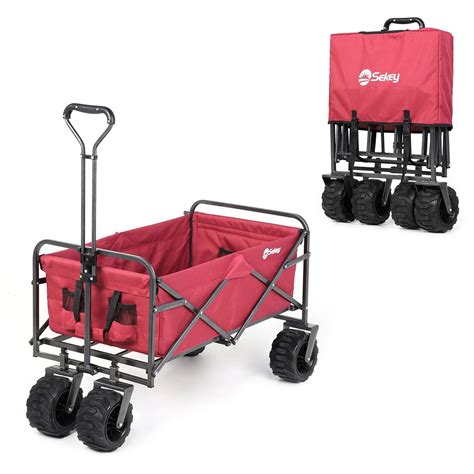 Sekey Folding Wagon Cart Collapsible Outdoor Utility Wagon Heavy Duty