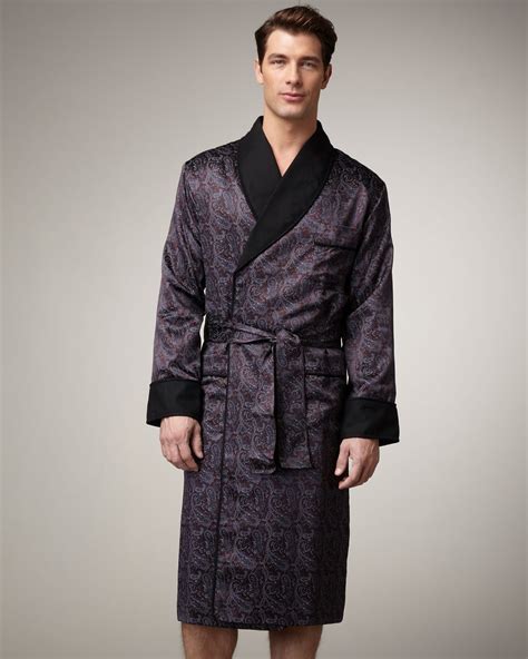 Robes élégantes Mens Black Silk Kimono Robe