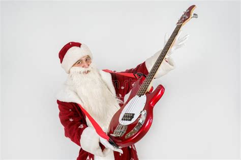 Santa Claus Plays The Guitar Isolated On White Stock Photo Image Of