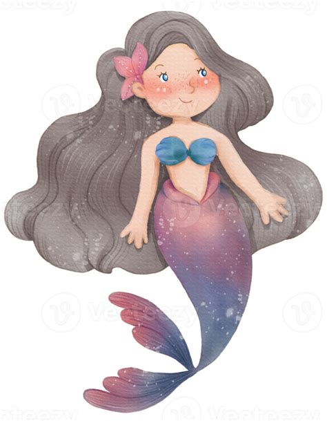 Watercolor Cute Mermaid Clipart Png 16626884 Png