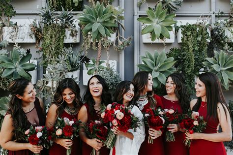 The Bridesmaids Wore Crimson At This Luxe Boho Wedding Green Wedding