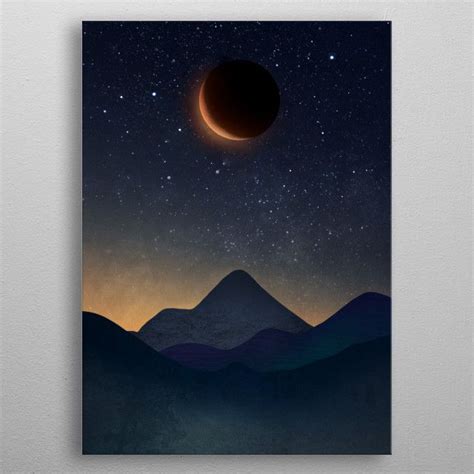 The Red Waning Moon Poster By Mcashe Art Displate Metal Posters