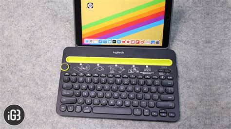 Turn bluetooth on by tapping the white button. Logitech K480 Wireless Keyboard for iPhone, iPad, and Mac