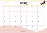 Calendario Julio 2021 para imprimir GRATIS ️ Una Casita de Papel