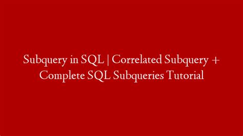 Sql Subquery Tutorial With Examples Make Money Online