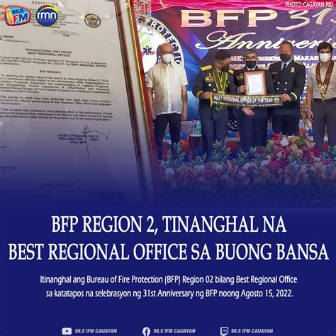 Bfp Region 2 Tinanghal Na Best Regional Office Sa Buong Bansa Rmn