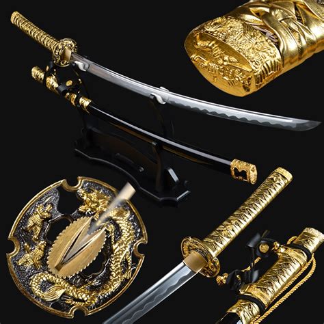 Golden Color Japanese Tachi Sword Handmade Battle Ready Full Tang