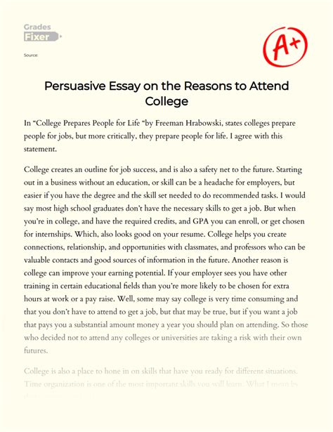reasons to attend college college prepares people for life [essay example] 626 words gradesfixer