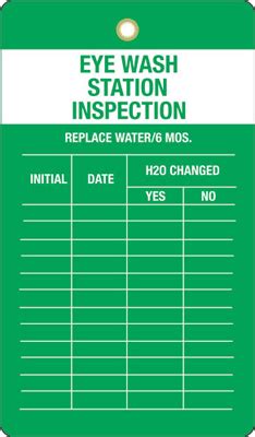 A very simple, customizable log sheet. Eyewash Inspection Tags | Shower Inspection Record Tags