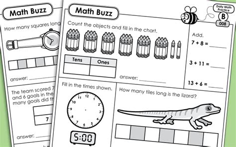 Daily Math Review Worksheets Math Buzz Level B Everyday Mathematics