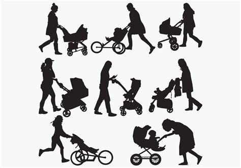 Woman With Stroller Silhouettes Graphic By Octopusgraphic · Creative Fabrica