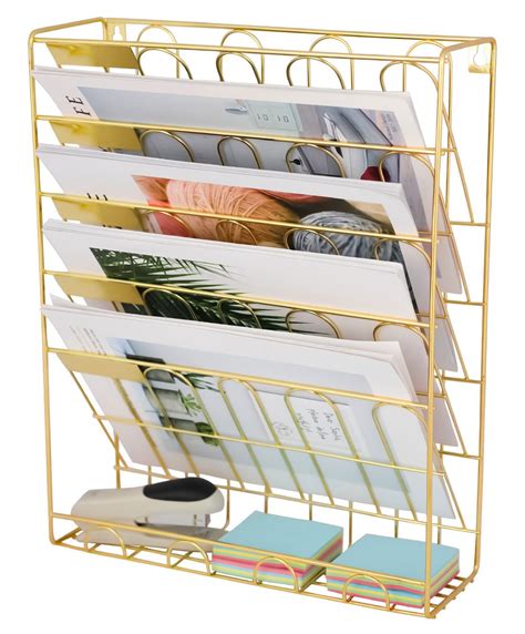 Superbpag Hanging Wall File Organizer 5 Slot Wire Metal Wall Mounted