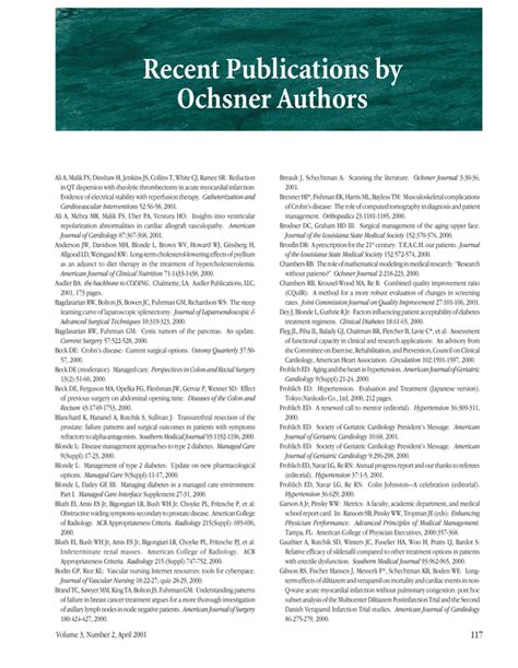 Recent Publications By Ochsner Authors Ochsner Journal