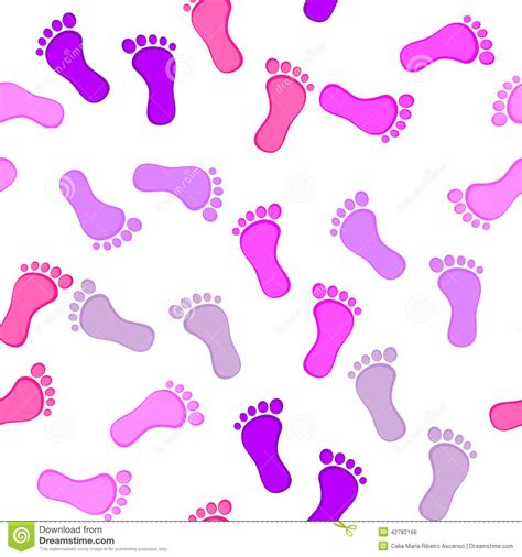 Seamless Girl Pink Baby Foot Pattern Stock Illustration Illustration