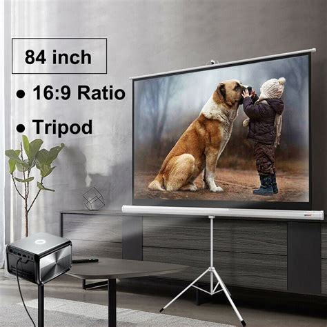 Zimtown 84 Inch 169 Hd Projector Screen Tripod Stand Matte Pull Up