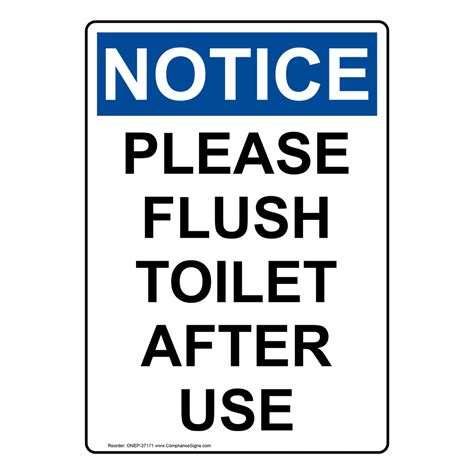 Osha Please Flush Toilet After Use Sign One 37171