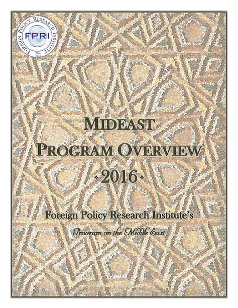 2016 Fpri Mideast Overview Booklet Cover Foreign Policy Research