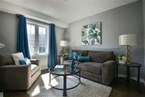love  gray walls  blue accents living room