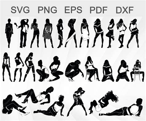 Sexy Girl Full Body Svg Woman Silhouette Stripper Clipart Black Afro Erotic Lady Model High