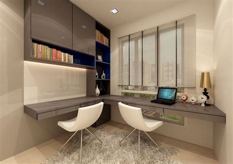 Brilliant L Shaped Home Office Design With Built In Crafts Storage