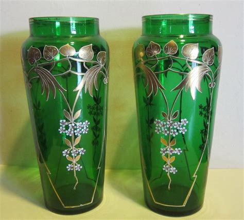 Pair Of Antique French Art Nouveau Glass Vases Cfr Etsy In 2021 Art Nouveau French Art