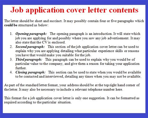 A generic cover letter could. job application letter example: October 2012