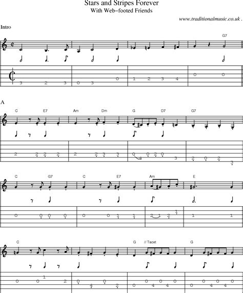 Common session tunes, Scores and Tabs for Guitar - Stars And Stripes