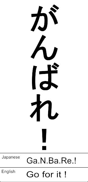 Japanese : Ga.N.Ba.Re.! / English : Go for it ! | Japanese language, Japanese quotes, Japanese ...