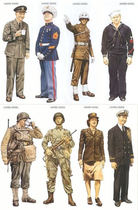 A World At War — Worldwar Two An Assortment Of Uniforms Worn By Wwii Uniforms Military